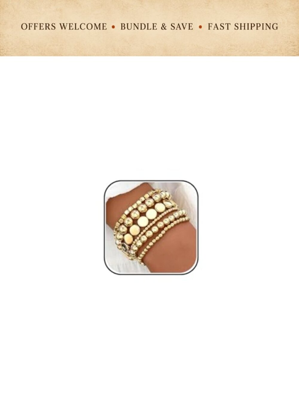 Gold Plated Beaded Stretch Bracelet Set Stackable Boho Gift